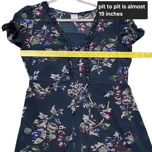 CONVERSE Mini Dress Womens Medium Floral Y2K Empire Waist Babydoll Grunge Skater - Picture 10 of 15